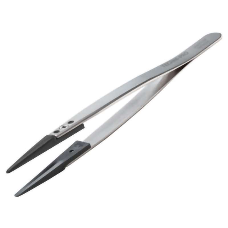 ESD Plastic Tip Tweezers, Style 249, Carbon PEEK Tips A249CP, Thick, 5.1"